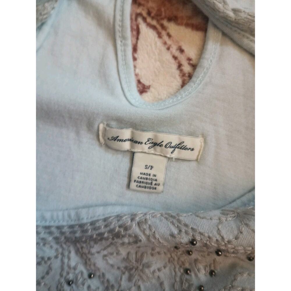 American Eagle Womens Y2K Embroidered Beaded Tank Top Scoopneck Boho Layers 2009 - Picture 6 of 10